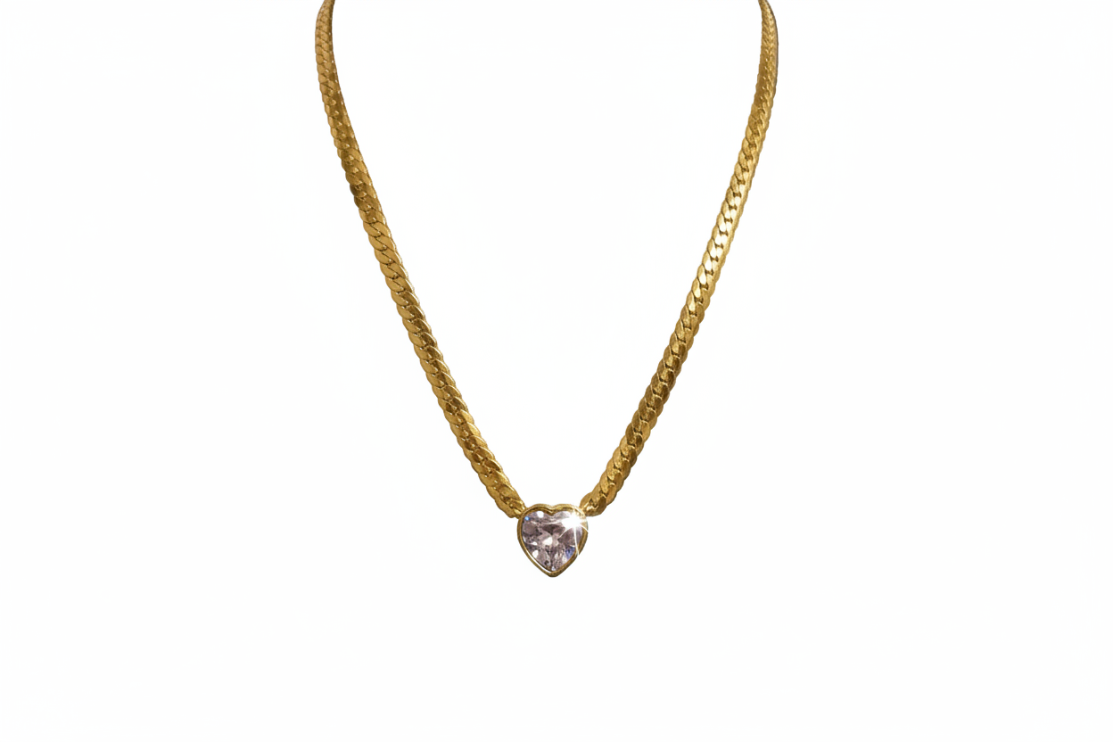 Funkelder herz Halskette