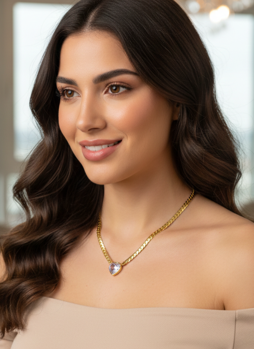 Funkelder herz Halskette