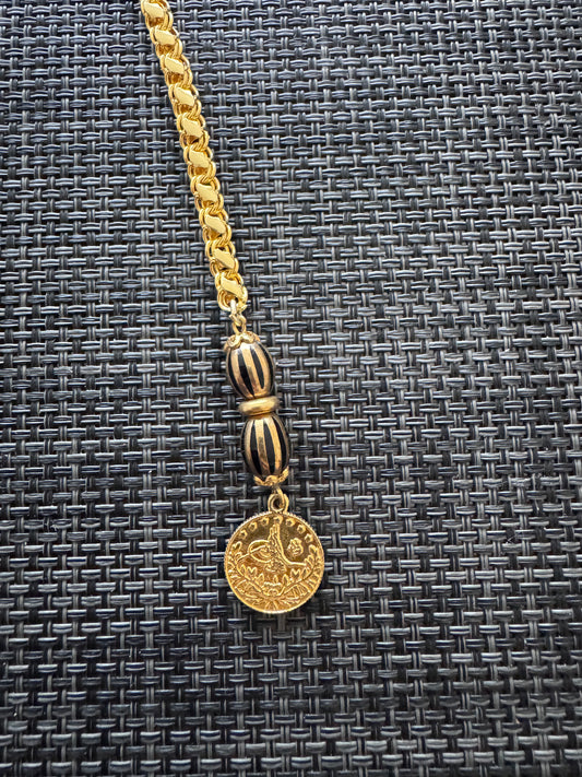 Sultan Edition: Schwarz-Gold Tasbih mit Tughra-Münze