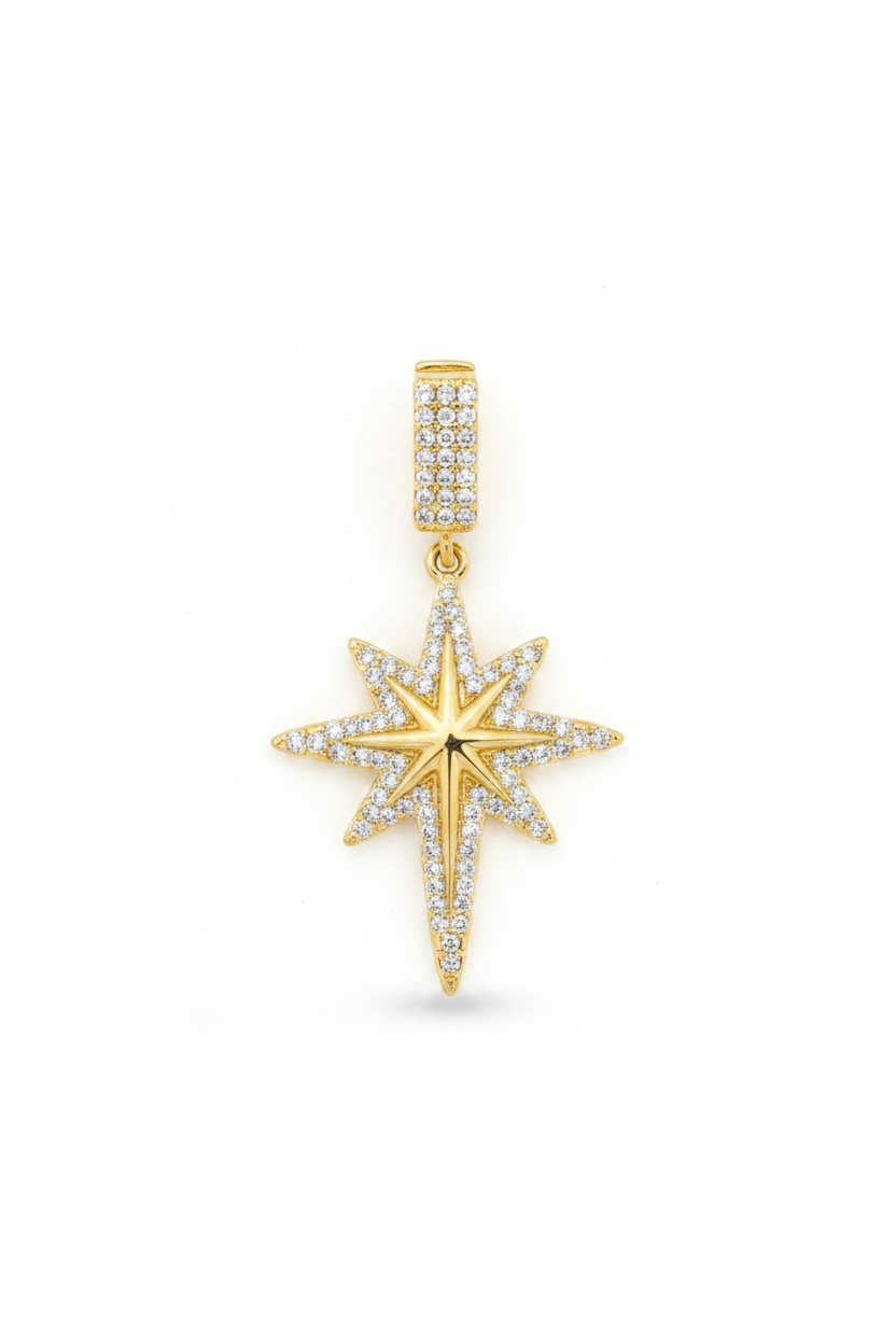 Himmlische Eleganz – Vergoldete Design- Charm Anhänger (Herz, Stern & Engel, Nordstern)