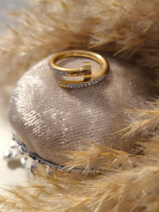 Nagel Ring mit Zirkon Steinen