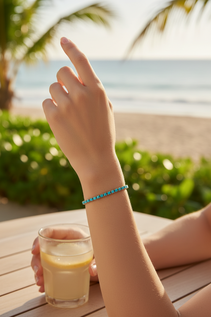 Elegantes Türkis Tennisarmband